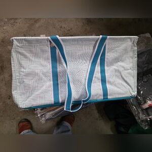 Thirty-One large utility Tote in Patchwork Stripe